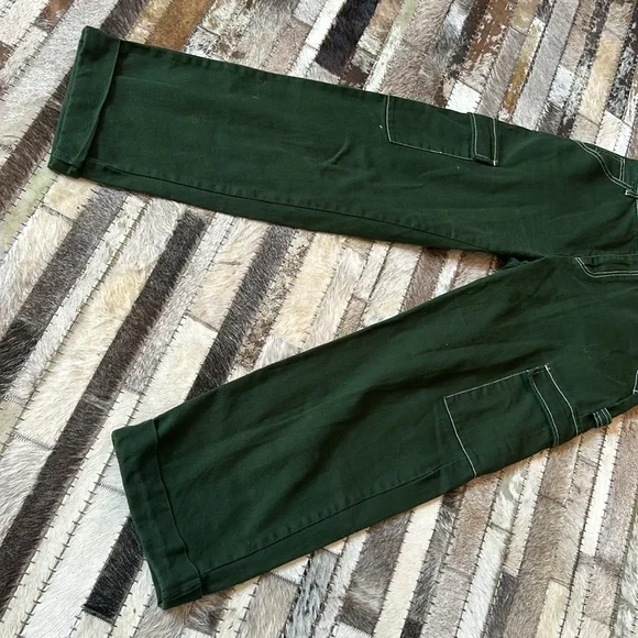 Sandy Liang Forest Green Carpenter Staight Leg Barrel Jeans Size 2 - Picture 3 of 9